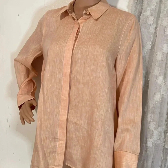 Lafayette 148 New York Peach Button-Up Blouse - Picture 1 of 16